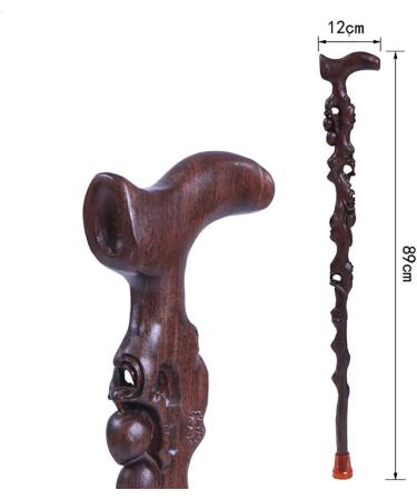 Cane Elderly Crutches Solid Wood Walking Stick Black and Ebony Fine Carving 89cm Long Available as Needed Truncated by Yourself beautiful scenery - Buy Online on GoSupps.com