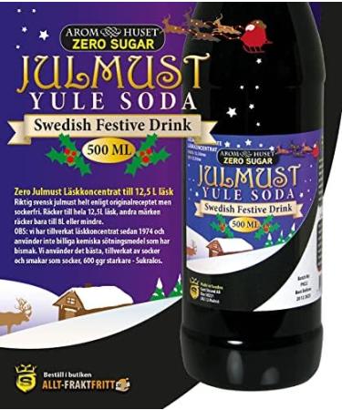 Zero Sugar Swedish Yule Julmust Soda Syrup Concentrate 500ml - Sugar-Free Soft Drink Concentrate with Hops and Malt Flavor - Makes 12.5 Litres - Buy Online on GoSupps.com