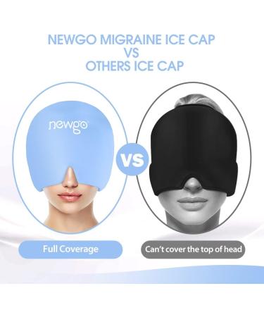Newgo Migraine Mask & Cap | Full Coverage Ice Headache Relief Hat for Sinus & Stress - Light Blue - Buy Online on GoSupps.com