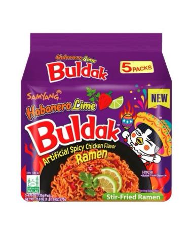 Samyang Buldak Habanero Lime Hot Chicken Flavour Buldak Ramen Noodles 135g (Pack of 5) - Buy Online on GoSupps.com