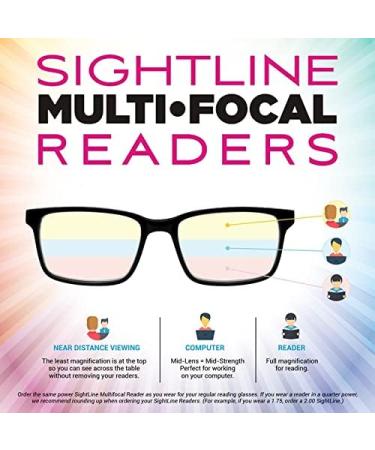 Shop Sightline F207 Medium Fit Multifocus Progressive Reading Glasses - Black 2.5x | International Shipping Available - Buy Online on GoSupps.com