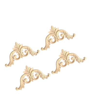 Alipis 4pcs Furniture Ornament Flower Corner Wooden Carving Corner Decals Unpainted Frames Cabinet Flowers