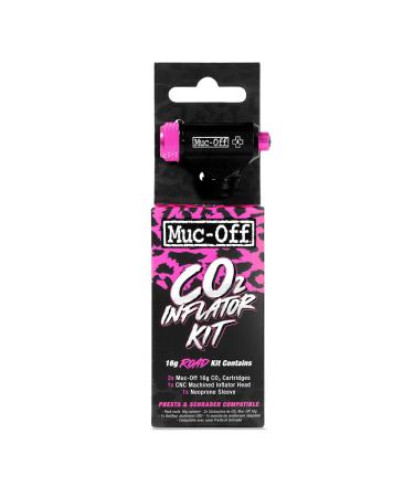 Muc-Off CO2 Inflator Kit, Road - Presta and Shrader Compatible CO2 Bike Pump - Bike Tyre Inflator with CO2 Cartridges for Road Bikes