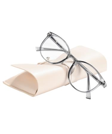 FONHCOO blue light filter glasses women TR90 blue light glasses without container super light anti-fatigue computer glasses gaming goggles (transparent gray) light gray