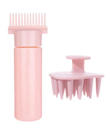 Comb Applicator Bottle for Hair 180ml Comb Applicator Bottle for Oiling Scalp Bottle Applicator Hair Oil Dispenser Bottle Comb for Hair Dye Shampoos Hair Salons Pink Third Generation