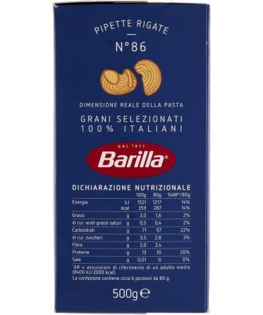  Barilla Pack of 5 Barilla Rigate pasta pipettes no. 86 - 500g pack - Buy Online on GoSupps.com