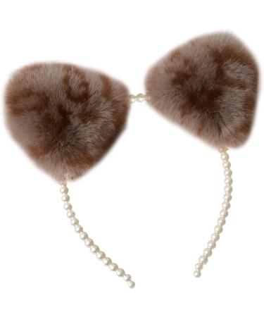 amangul Womens Animal for Ears Hair Hoop Pearl Headband Kitten Ears Hairband Halloween Party Hair Hoops Anime Cosplay Fancy(1) - Buy Online on GoSupps.com