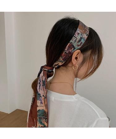 Asphire Vintage French Silk Hair Band with Satin Bow Knot - Brown - Elastic Hair Scrunchies for Women and Girls - Buy Online on GoSupps.com