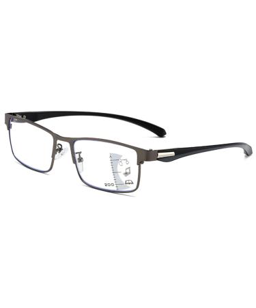 Progressive Multifocus Reading Glasses for Men Blue Light Blocking Computer Readers Anti Eyestrain Glasses(Couleur:Gray Grandeur:1.5x)