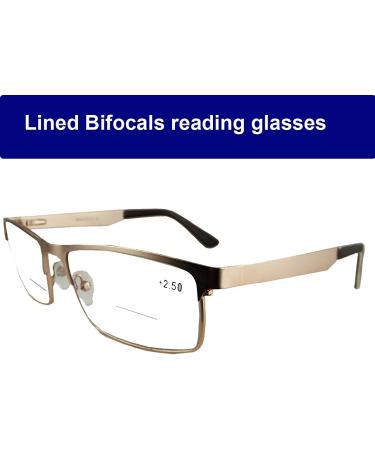 Circleperson Men Photochromic Light-sensible Reading Glasses | Sun Readers with Spring Hinges | UV Protection | Gold Frame | Lined Bifocals Top Plano 0 | 1.5x Magnification - Buy Online on GoSupps.com