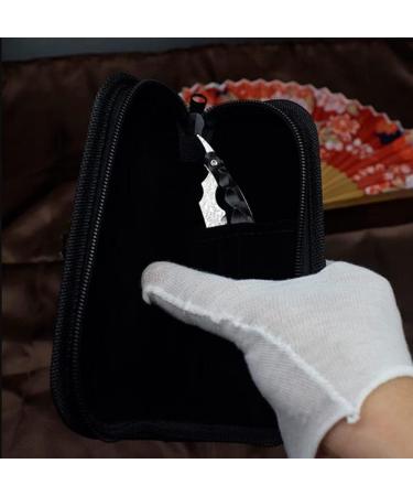 Aibote VG10 Damast Steel Straight Folding Razor - Men's Classic Barber Blade with 3D Dragon Scales Ebony Handle & Flannel Etui - International Shipping Available - Buy Online on GoSupps.com