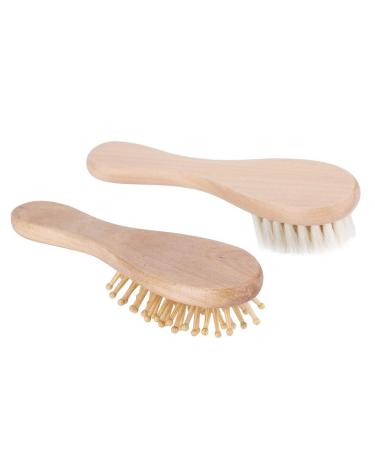 Qiilu Comfortable Wooden Handle Baby Boy Hair Brush  Portable Wooden Baby Hair Brush  for Newborns Inf Toddlers Gift