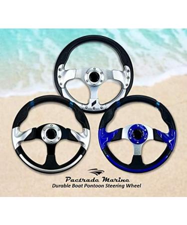 Pactrade Marine Boat Pontoon Non-Magnetic Steering Wheel - 12.5 Diameter, Aluminum Frame, Polyurethane Sleeves, Black - Buy Online on GoSupps.com