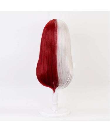 Lwiuentx MHA Cosplay Todoroki Shouto Long Wig | Half Silver White & Half Red | Free Wig Cap | Curly Anime Wig - Buy Online on GoSupps.com