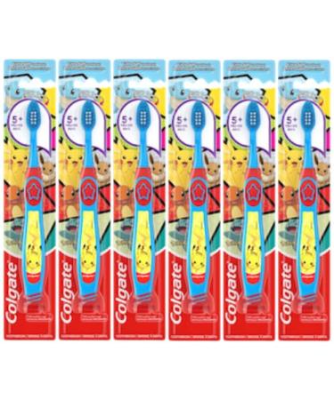 Colgate Pok mon Toothbrush with Suction Cup for Chiildren 5+ Years Old Extra Soft (Colors & Characters Vary) - Pack of 6