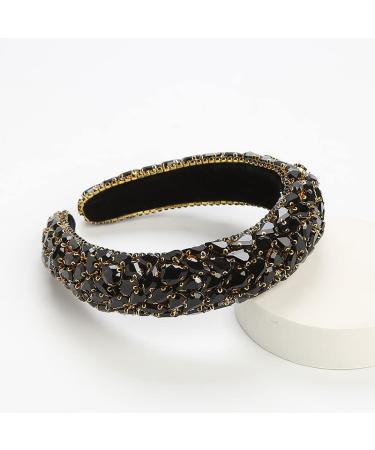 Leemasing Rhinestone Stand Hair Band - Padded Baroque Crystal Fashion for Brides & Parties | Perfect Gift for Weddings & Anniversaries (Black) - Buy Online on GoSupps.com