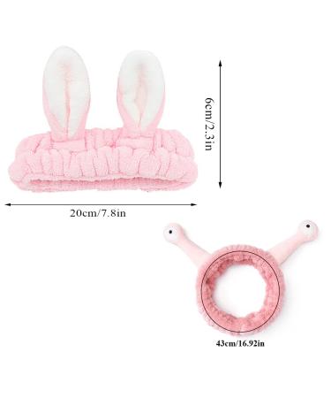 Pink Spa Makeup Headband 4-Pack for Women - Cute Animal Ear Face Wash Hairband - Elastic Coral Fleece Hair Bands - Cosmetic Shower Yoga Head Wraps (Pink) - Buy Online on GoSupps.com