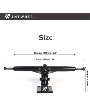 ANTWHEEL Sidewinder II Black Skateboard Trucks - Double Kingpin Set (2), 9.3 Hanger, 12 Axle - Free Hardware | Longboard/Skateboard/Surf Skateboard - Buy Online on GoSupps.com