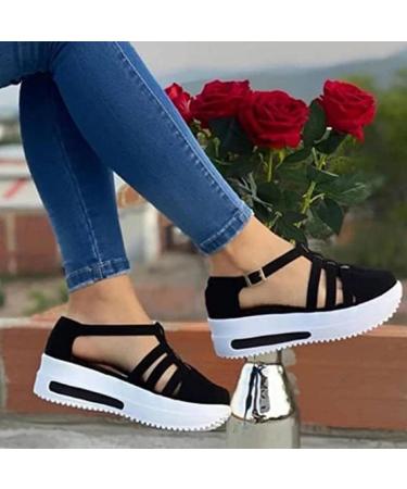 Swezida Women's Black Walking Shoes - Orthopedic Arch Support & Diabetes Relief | Size US-8 - Buy Online on GoSupps.com