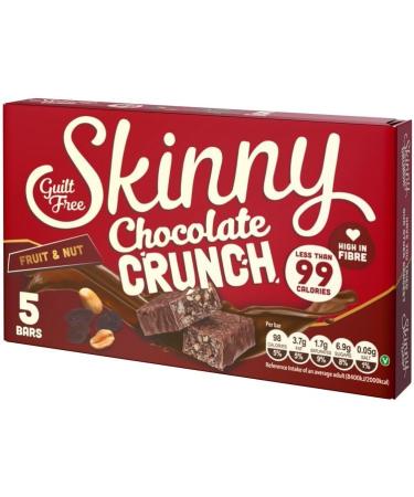 Skiny Chocolate Crunch Fruit & Nut Bars 5 Pack - A Low Calorie Chocolate Snack - High In Fibre And Fewer Than 99 Calories Per Bar - Pack of 8 - Buy Online on GoSupps.com