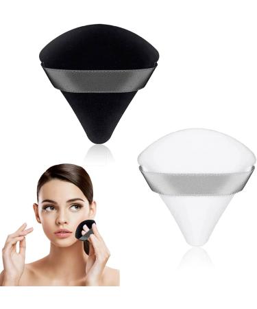 2 Pcs Large Soft Triangle Makeup Puff Set - For Pressed Powder, Body, Eyes - White and Black - Buy Online on GoSupps.com