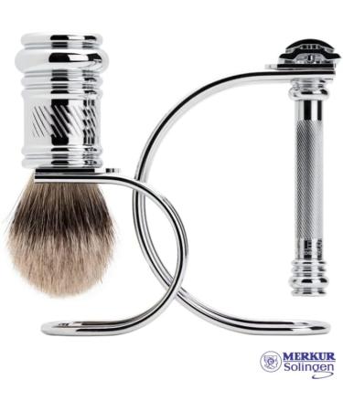 Mercury Chrome Razor Set with Brush & Stand | Ideal for Wet Shaving | Made in Germany - Buy Online on GoSupps.com