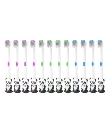 12 Pieces Kids Cartoon Panda Toothbrush Soft Bristles with Sunction Cup Individually Wrapped for Boys and Girls Toddler 3-12 Years