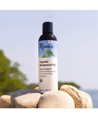 Sky Organics Organic Hemp Seed Oil for Face - 100% Pure, Cold-Pressed & USDA Certified Organic - Nourish, Soothe & Strengthen - 8 fl. Oz - Buy Online on GoSupps.com