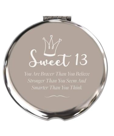 Blue Leaves 13th Birthday Gifts for Girls  Sweet 13th Birthday for Bestie Sister Daughter BFF  Stainless Steel Mirror