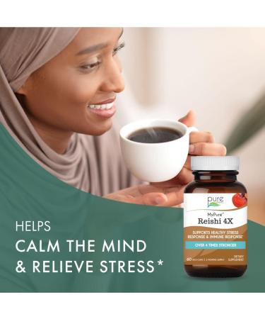 PURE ESSENCE LABS MyPure Reishi 4X Organic Mushrooms Supplement - 100% Real Mushroom Extract for Immune Support, Stress Relief, Build Energy (60 Capsules) 60 Count (Pack of 1) - Buy Online on GoSupps.com