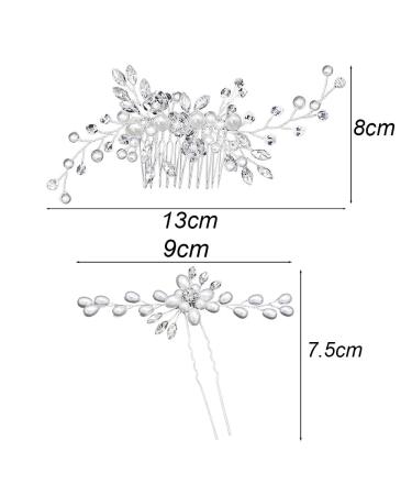 Buy Tucireat 3-Piece Hair Jewelry Set | Bridal & Wedding Hair Accessories | Silver Flower Hairpins & Pearl Clips for Bride & Communion - Buy Online on GoSupps.com