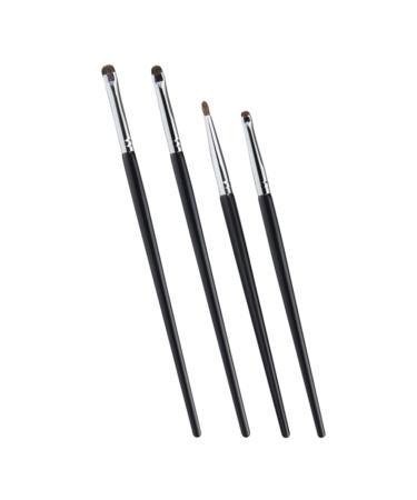 IWOWHERO 4pcs Eye Shadow Brush Set Eyeshadow Brush Fine Precision Eyeliner Brush Black Wooden Handle