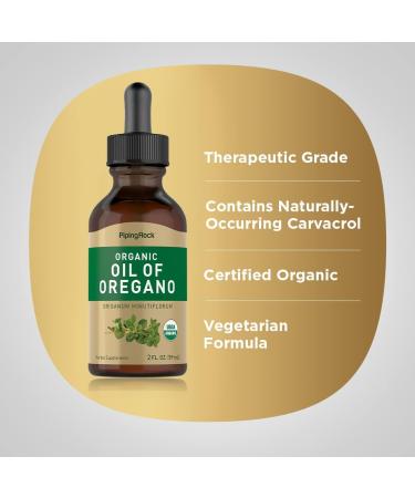 Piping Rock Organic Oil of Oregano Liquid Drops | 2 fl oz with Extra Virgin Olive Oil | Herbal Extract Supplement - Buy Online on GoSupps.com
