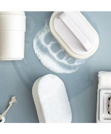 tesrgre Handle Bath Tub Scrubber Soap Scum Remover for Shower Scrubbers Non Scratch Scrub Cleaning Sponge Bathroom Scouring Pads Easy to Use White - Buy Online on GoSupps.com