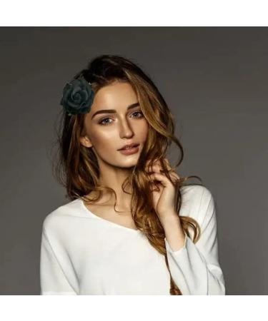 Black Flower Rose Hair Clip | Floral Barrette for Women & Girls | Brooch Pin | Birthday & Christmas Gift - Buy Online on GoSupps.com