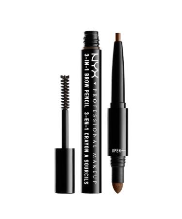 NYX PROFESSIONAL MAKEUP 3-In-1 Brow Pencil  Eyebrow Pencil - Soft Brown Soft Brown 1 Count (Pack of 1)