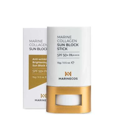 Marine Collagen Sun Stick SPF50 PA++++ 15g 0.5 oz. | Portable Daily Protection Moisturizing & Skin-Calming Non-Sticky Smooth Finish 0.53 Ounce (Pack of 1)