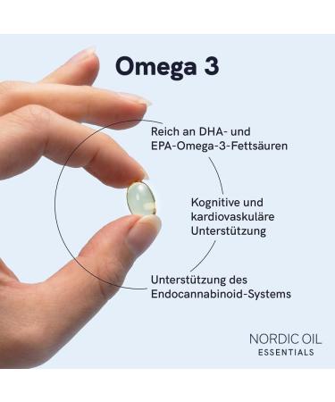 Omega 3 100 Capsules 1220mg | DHA & EPA Omega 3 Fatty Acids High Bioavailability | Highly Dosed Natural Omega 3 Fish Oil for Cognitive and Cardiovascular Support | Nordic Oil - Buy Online on GoSupps.com