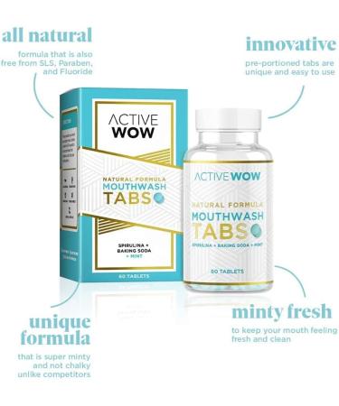Mint & Spirulina Mouthwash Tabs with Baking Soda - Fluoride-Free, Vegan, Alcohol-Free, Sugar-Free - Chewable Breath Freshening Tablets (1 Pack) - Buy Online on GoSupps.com