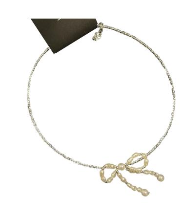 Oralgo's necklace with looping imitation pearls and loop fans collarbone chain French style jewelry for women and girls
