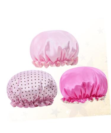 FRCOLOR Hair Bonnet 3pcs Women's Shower Cap Set | Double Layer Bath Visor for Curly Hair | Waterproof & Elastic Bathing Caps - Buy Online on GoSupps.com