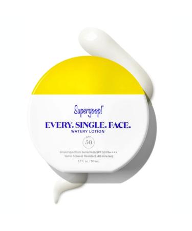 Supergoop! Every. Single. Face. Watery Lotion - 1.7 fl oz - Broad Spectrum SPF 50 PA++++ Sunscreen Lotion - Water & Sweat Resistant - All Skin Types - Buy Online on GoSupps.com