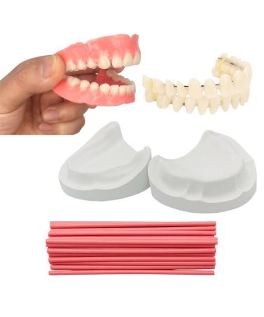 Denture Fake Teeth - Do it Yourself Full or Part Top and Bottom Fake Teeth at Home Repair Missing Teeth Improve Smile(Gypsum Model Gum Material and Fake Teeth)