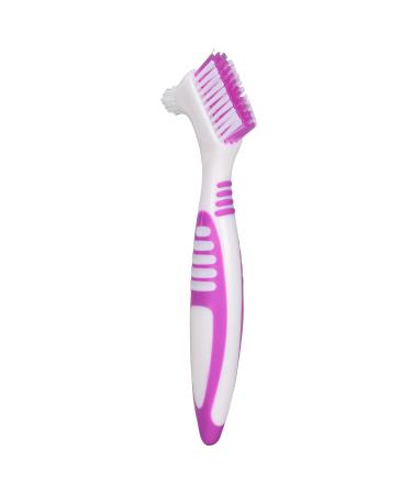 1PCs cleaning brush for false teeth double -sided toothbrush cleaning brush for false teeth with ergonomic grip for cleaning false teeth purple