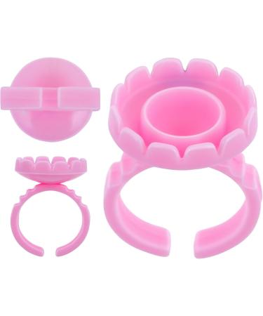 Sibba 100 Eyelash Glue Holder Rings - Pink Plastic Container Cups for Eyelash Extensions & Fan Bloom Accessories - Buy Online on GoSupps.com
