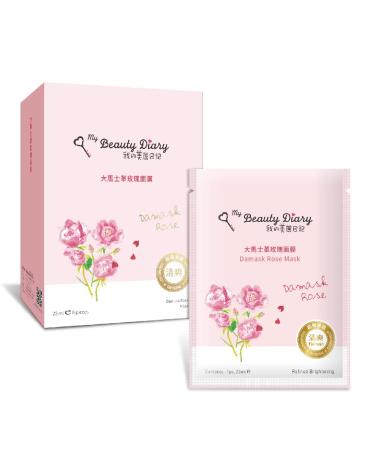 My Beauty Diary-Damask Rose Facial Mask Softening and Brightening Collagen Essence Face Sheet Mask for Natural Look(8 Combo Pack)