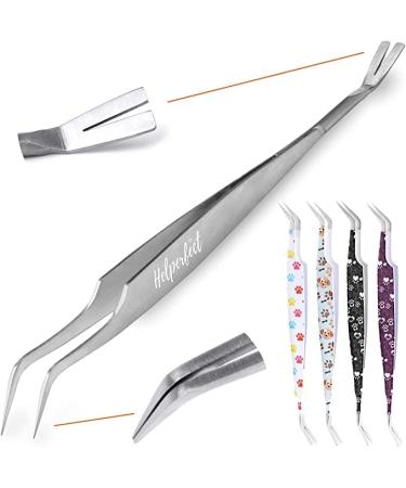 Helperfect Premium 2in1 stainless steel tick pliers for dogs and cats - gentler & effective tick remover - consisting of tick tweezers and tick hooks - perfect for all pet owners silver - Buy Online on GoSupps.com