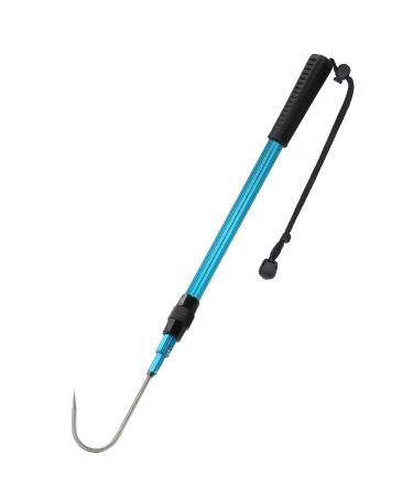 SANLIKE Telescopic Fish Gaff with Stainless Sea Fishing Spear Hook Tackle, Soft Handle Aluminium Alloy Pole for Saltwater Offshore Ice Tool BLUE Expansion length 47.2 IN blue