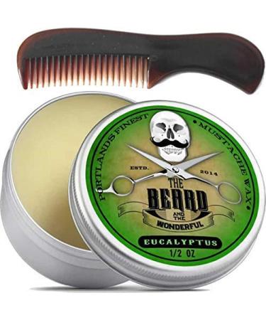 Moustache & Beard Wax (15ml) with Pocket-Sized Beard Comb Promotes Hair Growth & Moisture Resistant Moustache & Beard Wax Strong Hold Made with All Natural Ingredients Eucalyptus