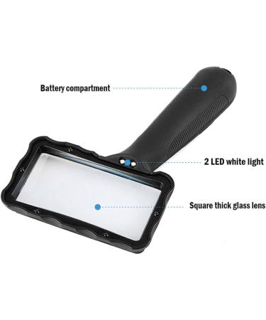 Magnifying Glasses for Hobbies Reading Magnifier 10 Times Hand-held Magnifying Glass High-Definition Light with Lights 100 Elderly Reading Children Students with Enlarged Mirror 20 Vision - Buy Online on GoSupps.com